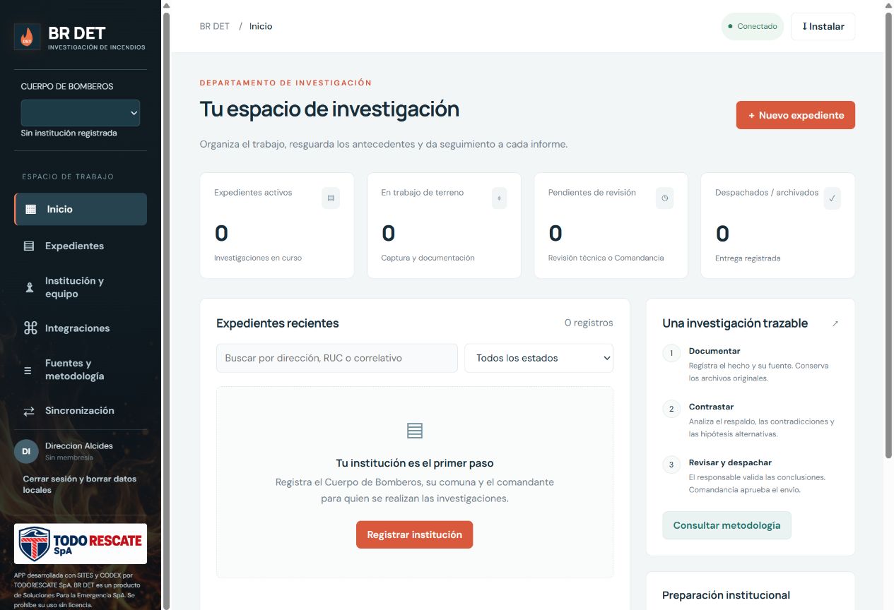 Panel de BR DET para gestionar expedientes e investigaciones
